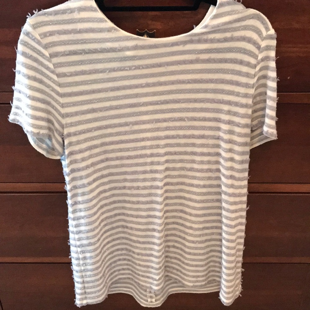 Talbots blouse XL white and gray